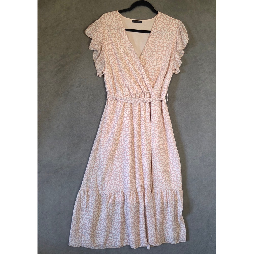 PRETTYGARDEN Faux Wrap Maxi Dress Women Large Ruffle Boho Cottage Romantic